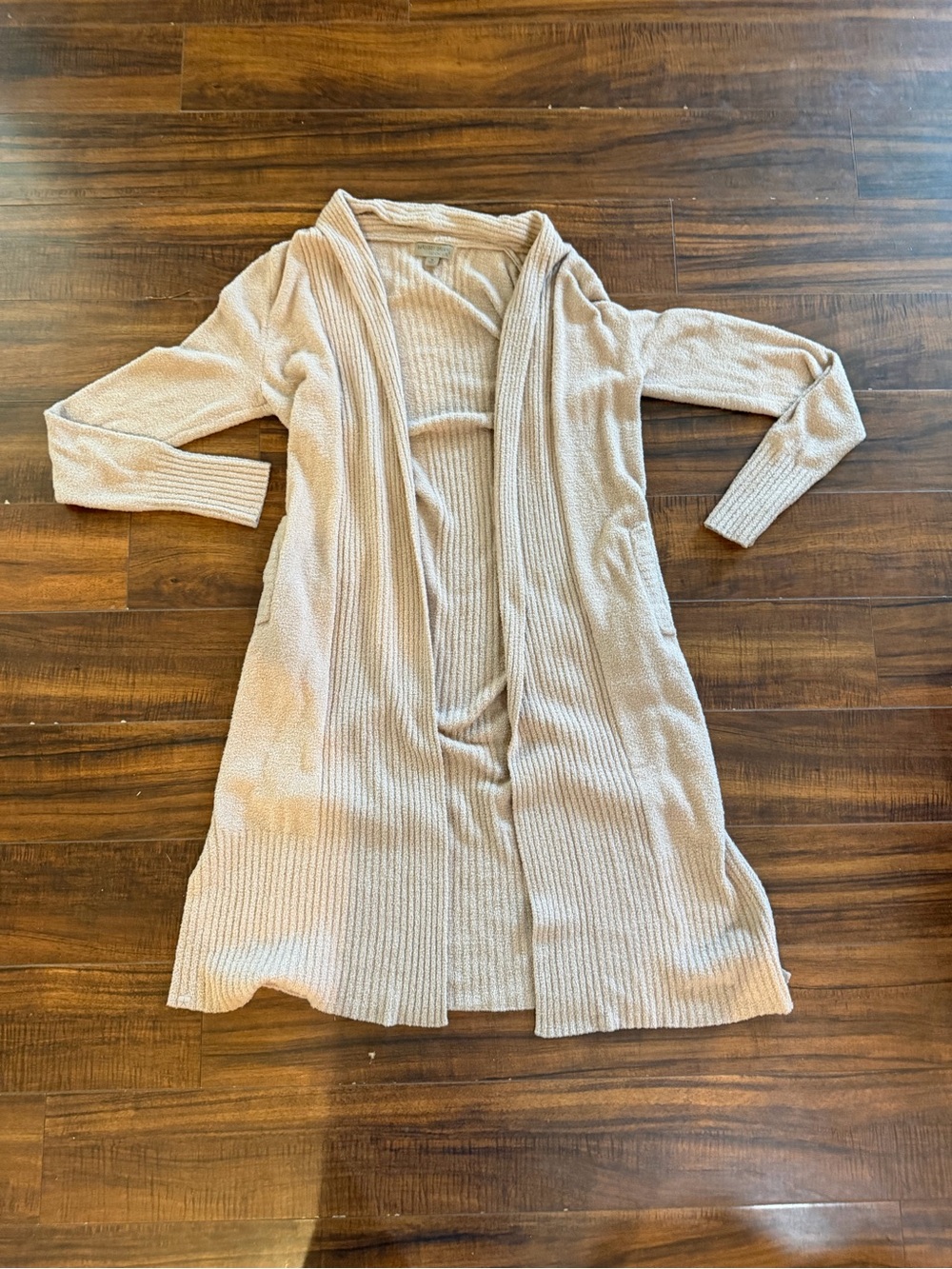 Barefoot Dreams Light Beige Ribbed Open Front Cardigan